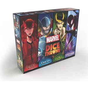 USAopoly DT011-754-002200-04 Aopoly - Marvel Dice Throne 4-Hero Box (Scarlet Witch Thor Loki Spider-Man) - Dobbelspel Editie van het Basisspel - Vanaf 8 jaar - Engelstalig Multi Kleur en