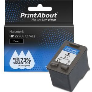 PrintAbout huismerk Inktcartridge 27 (C8727AE) Zwart Geschikt voor HP