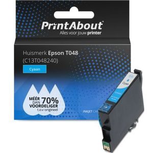 PrintAbout huismerk Inktcartridge T048 (C13T048240) Cyaan Geschikt voor Epson