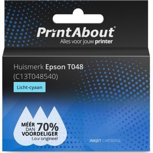 PrintAbout  Inktcartridge T048 (C13T048540) Licht-cyaan geschikt voor Epson