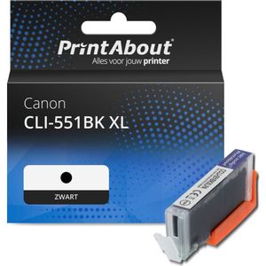 PrintAbout huismerk Inktcartridge CLI-551BK XL Zwart Hoge capaciteit Geschikt voor Canon