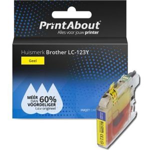 PrintAbout huismerk Inktcartridge LC-123Y Geel Geschikt voor Brother