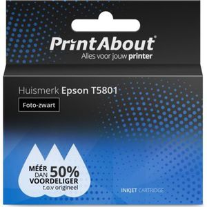PrintAbout huismerk Inktcartridge T5801 Foto-zwart Geschikt voor Epson