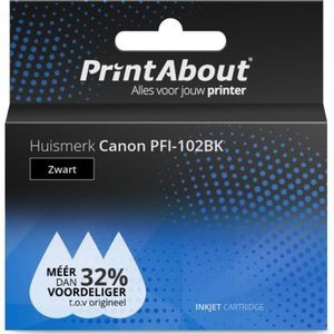 PrintAbout huismerk Inktcartridge PFI-102BK Zwart Geschikt voor Canon