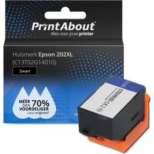 PrintAbout huismerk Inktcartridge 202XL (C13T02G14010) Zwart Hoge capaciteit Geschikt voor Epson