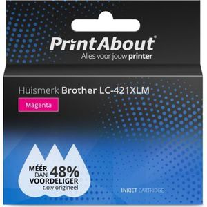 PrintAbout huismerk Inktcartridge LC-421XLM Magenta Hoge capaciteit Geschikt voor Brother