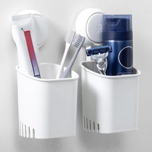 Bamboe tandenborstelhouder voor badkamers, 3 sleuven tandenborstel en tandpasta houder badkamer teller organizer voor elektrische tandenborstels, flossen, scheermessen - zwart