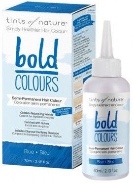 Tints of Nature Blue Bold Colour Semi-Permanent Hair Dye Strengthening and Hydrating - Single Pack
