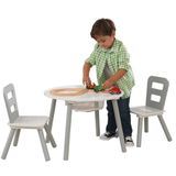 KidKraft Set met ronde opbergtafel en 2 stoelen - grijs en wit