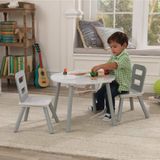 KidKraft Set met ronde opbergtafel en 2 stoelen - grijs en wit