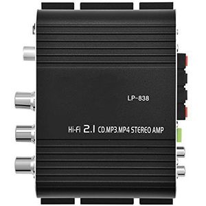 Lazmin digitale stereo versterker, Hi-Fi 2.1 stereo bas-aluminiumlegering, vaste val-audio-versterker voor hoofdauto (zwart)