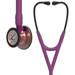 3M Littmann Cardiology IV Diagnostische stethoscoop, borststuk met regenboogafwerking, pruimkleurige slang, paarse steel en zwarte headset, 27 inch, 6205