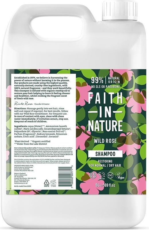 Faith in Nature Shampoo Wilde Rozen - 5L