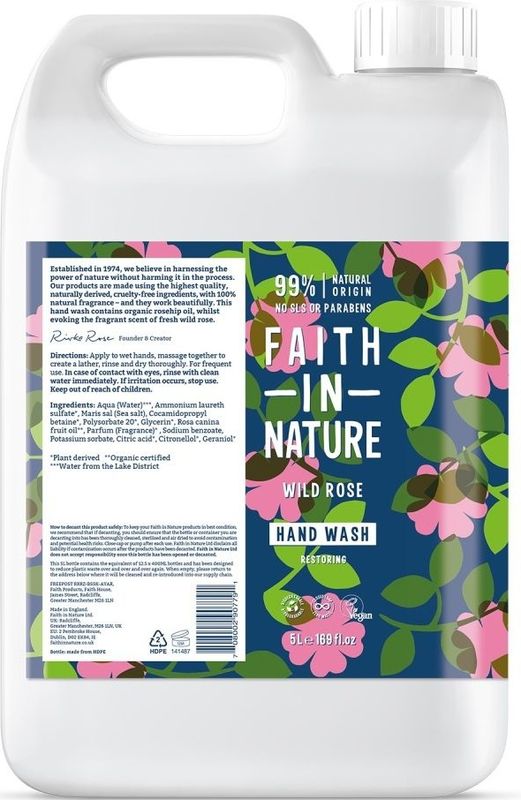 Faith In Nature - Handzeep Navulling - Wild Rose - 5 liter