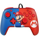 PDP Gaming Faceoff Deluxe+ bekabeld Switch Pro Controller - Officieel Gelicentieerd by Nintendo - Customizable gamepad buttons, sticks, triggers, and paddles - Ergonomic Controllers - rood/blauw Mario