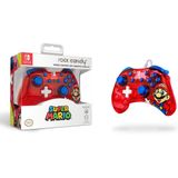 Pdp Rock Candy Filaire Gaming Switch Pro Manette - Mario - Rouge - Official License Nintendo - Oled/Lite Compatible, Compact, durable Travel Manette