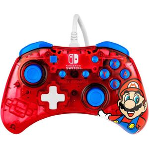 Pdp Rock Candy Filaire Gaming Switch Pro Manette - Mario - Rouge - Official License Nintendo - Oled/Lite Compatible, Compact, durable Travel Manette