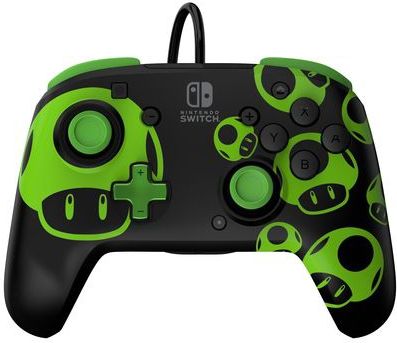 PDP Rematch - Bedrade Nintendo Switch Controller - Glow in the Dark - 1-Up Mushroom