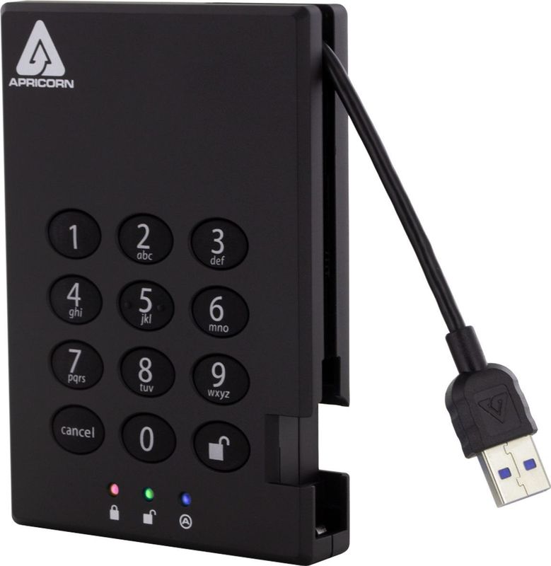APRICORN Hard Drive A25-3PL256-500 - 500GB - USB 3.0 - zwart