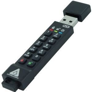Apricorn - SecureKey 3NX - USB-stick - Zwart - 64 GB, 256-Bit-AES-XTS-encryptie, USB 3.1