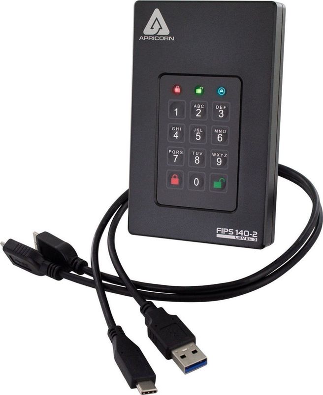 Apricorn - Aegis Fortress L3 - Externe Harde Schijf - Zwart - 2 TB - USB 3.1 - Versleuteld