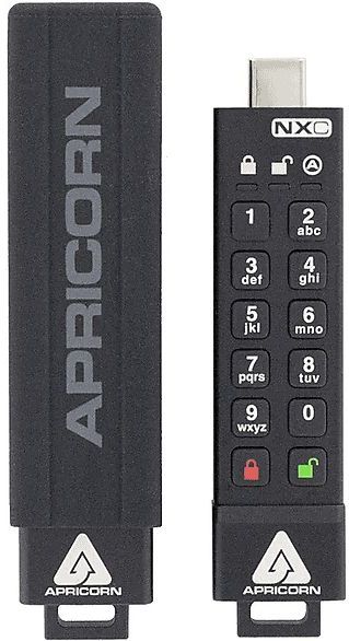 Apricorn - ASK3-NXC - USB-C native USB stick - 8GB - Hardwarematig Versleuteld - 256-bit AES XTS