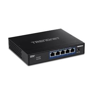 TRENDnet 5-poorts 10G-switch, 5 RJ-45 10G-poorten, schakelcapaciteit 100 Gbit/s, ondersteunt 2,5G en 5G-BASE-T-aansluitingen, levenslange bescherming, zwart, TEG-S750