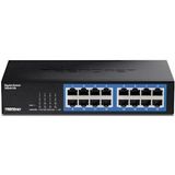 TRENDnet TEG-S17D 16-Port Gigabit Desktop Switch, , 16 x Gigabit RJ-45 Ports, 32Gbps Schaltleistung, lüfterloses Design, Metallgehäuse, internes Netzteil