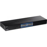 Trendnet Ethernet schakelaar Gigabit (16 Havens), Netwerkschakelaar, Zwart
