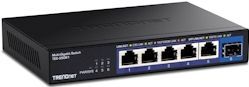 TRENDnet - TEG-S5061 - 2,5G Switch - Zwart - 6 Poorten, 10G SFP+ Poort, Schakelvermogen 45 Gbit/s, Wandmontage