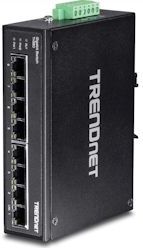 TRENDnet TI-G80 8-Port Rugged Gigabit DIN Rail Industrial Switch, 16 Gbit/s Switching-Fähigkeit, IP30-zertifiziertes Metallgehäuse (-40 bis 167 °F), DIN-Schiene und Wandhalterungen enthalten
