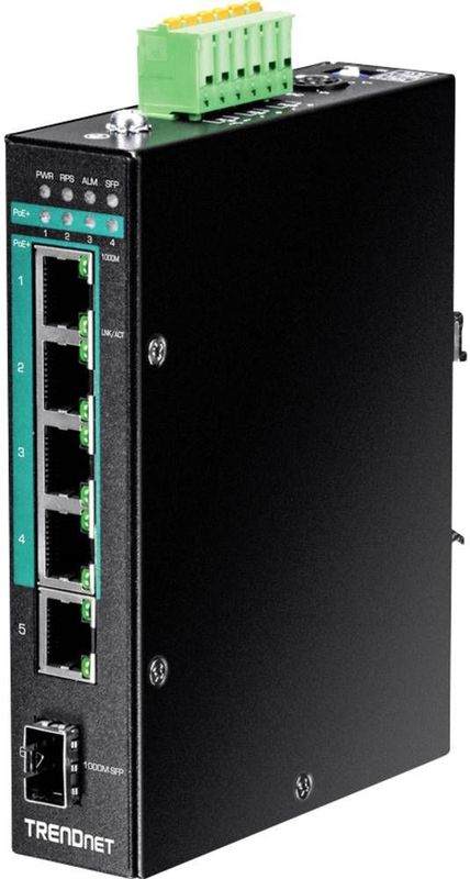 Trendnet - TI-PG541i - Netwerkschakelaar - Zwart - 6 Poorten, PoE+, 120 Watt, 12 Gbit/s