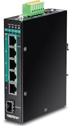 TRENDnet TI-PG541i 6-poorts Industriële Switch PoE+ Gigabit Layer 2 DIN-Rail - zwart TI-PG541i