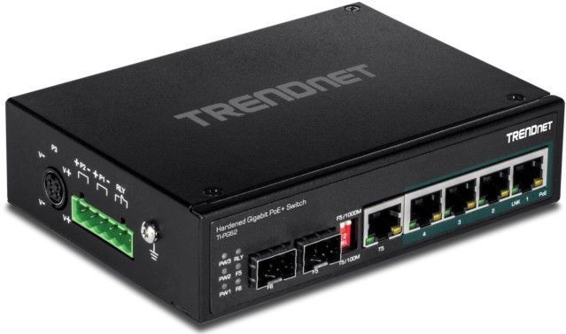 Trendnet Industriële schakelaar 6 poort Gbit PoE+ (6 ports), Netwerkschakelaar, Zwart