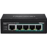 TRENDnet TI-PE50 - Switch - unmanaged - 4 x 10/100 (PoE+) + 1 x 10/100 - an DIN-Schiene montierbar, wandmontierbar - PoE+ (90 W)