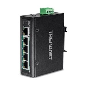 TRENDnet TI-PE50 DIN-rail switch 5-poorts industrieel Fast Ethernet PoE+ - zwart TI-PE50