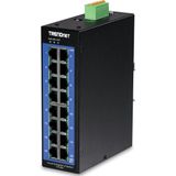 TRENDnet TI-G160i 16-poorts DIN-rail Switch Industrieel Gigabit L2 beheerd - zwart TI-G160i