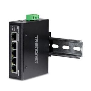 TRENDnet TI-E50 Industriële niet-beheerde 5-poorts snelle Ethernet-DIN-railswitch, 5 x snelle Ethernet-poorten, IP30