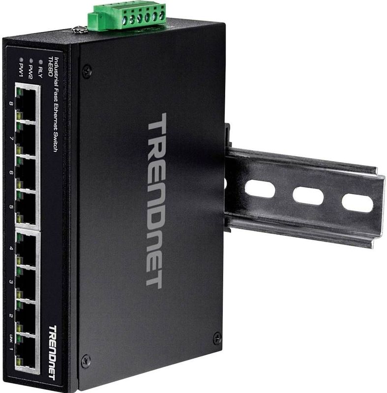 Trendnet - TI-E80 - Netwerkschakelaar - Zwart - 8 Fast Ethernet Poorten - Switching-capaciteit 1,6 Gbit/s