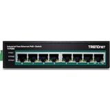 Trendnet - TI-PE80 - Netwerkschakelaar - Zwart - 8 Poorten, PoE+, IP30 Bescherming, -40° tot 75°C