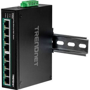 TRENDnet Industrie Switch 8 Port Fast Eth. PoE+ L2 DIN-Rail