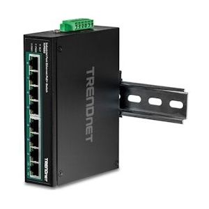 TRENDnet Ti-PE80 Industrial Fast Ethernet PoE+ DIN-Rail Switch 8-Port