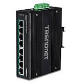 Trendnet - TI-PG80B - Switch - Zwart - 8 Poorten, PoE+, IP30 Behuizing, -40° tot 75° C