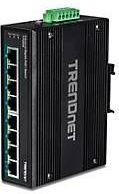 Trendnet - TI-PG80B - Switch - Zwart - 8 Poorten, PoE+, IP30 Behuizing, -40° tot 75° C