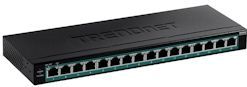 Trendnet - TPE TG160H - Netwerkschakelaar - Zwart - 16-poorts Gigabit PoE+