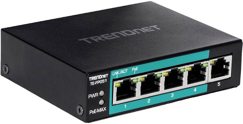 Trendnet - TE-FP051 - Netwerkschakelaar - Zwart - PoE - 5 Haven