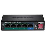 TRENDnet - TPE-TG51G - PoE+ Switch - Zwart - 5 Poorten, 60W, 200m PoE+ Bereik