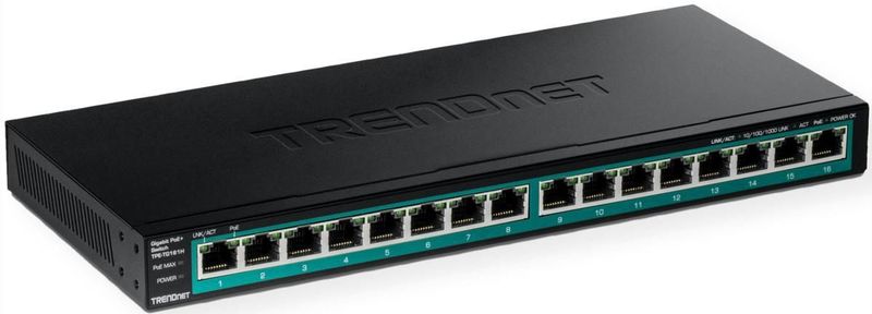 TRENDNET TPE-TG161H Switch - 16-Poorts PoE+ - 120W - Gigabit