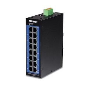 TRENDnet 16-poorts industriële Gigabit L2 beheerde DIN-railschakelaar, 16 x Gigabit-poorten, brede temperatuurlaag 2-schakelaar, 32 Gbps schakelcapaciteit, zwart, TI-G160i-M