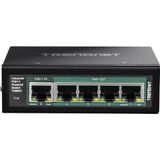 TRENDNET - TI-B541 - Netwerk-switch - Gehard Metaal - 5-Poorts, PoE++, IP30 Bescherming, -40° tot 75° C